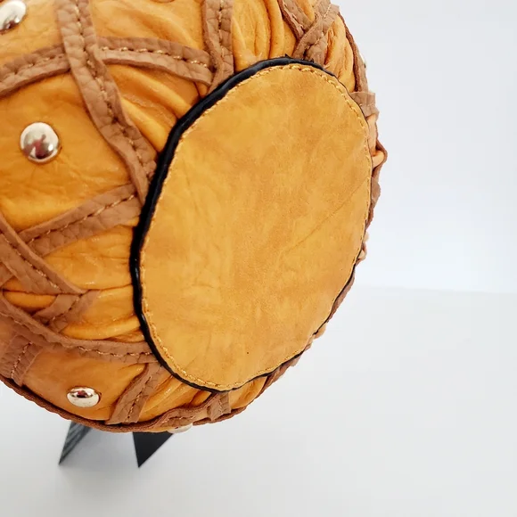 Diophy Leather Pineapple Shape Yellow Satchel Crossbody Purse - Picture 7 of 13